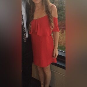 Red Aqua off the shoulder mini dress